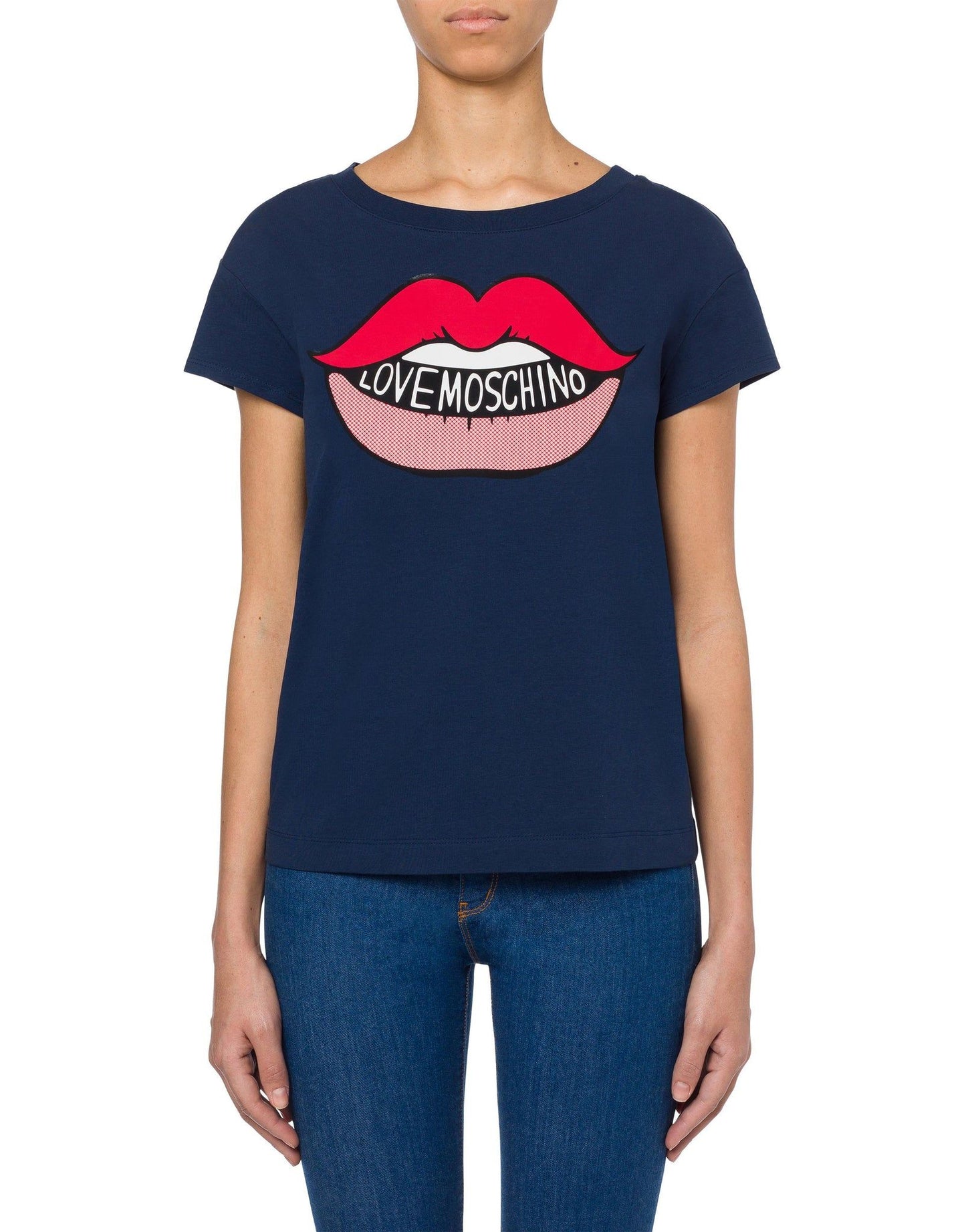 Navy Blue Cotton Women T-Shirt
