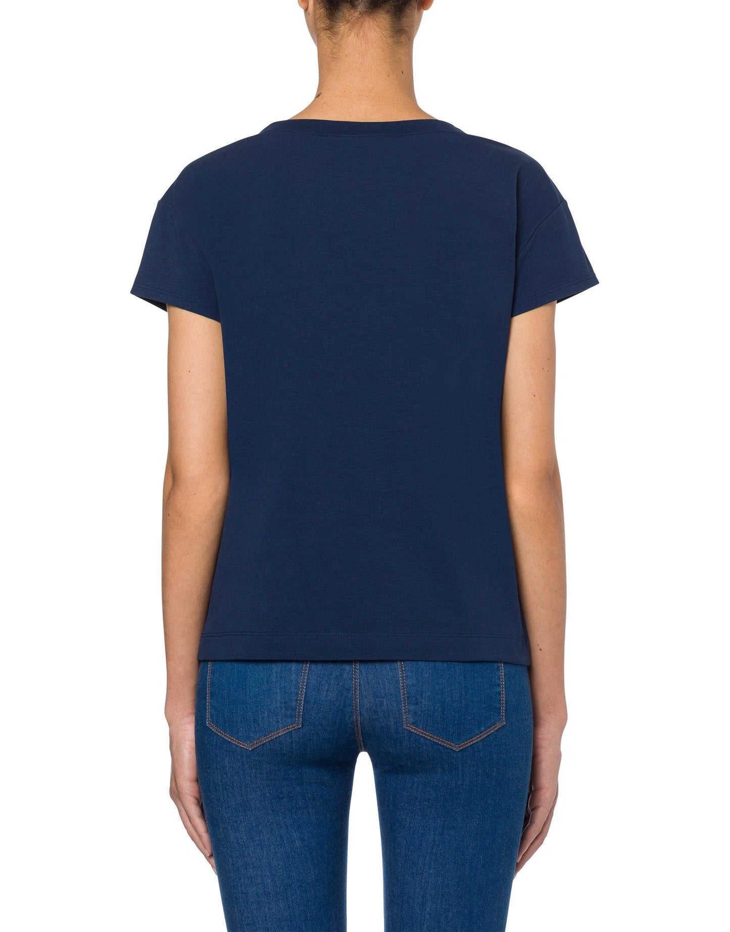 Navy Blue Cotton Women T-Shirt