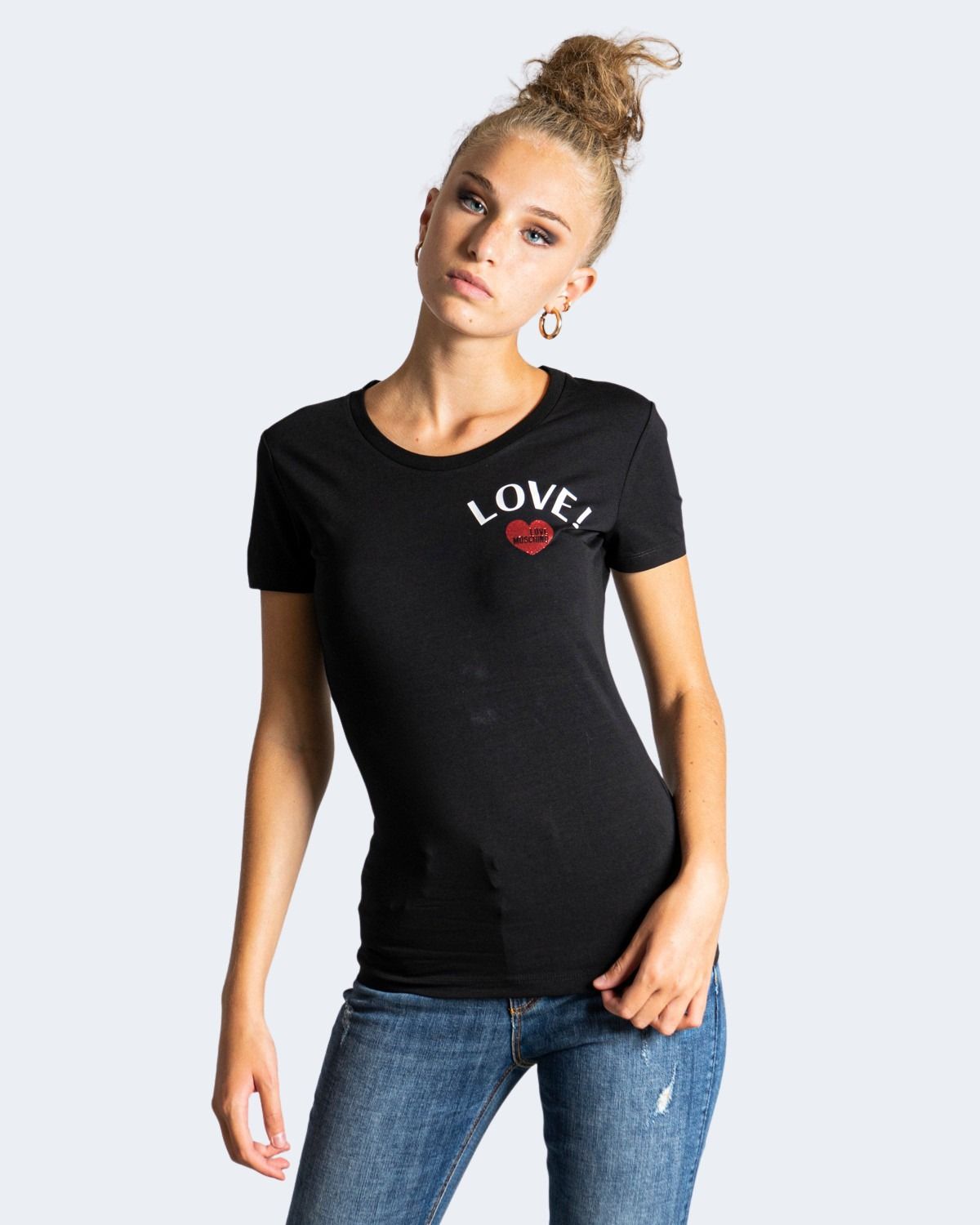 Black Cotton Women T-Shirt