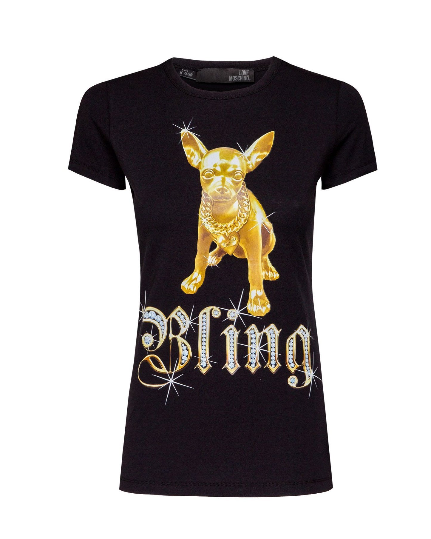 Black Cotton Women T-Shirt