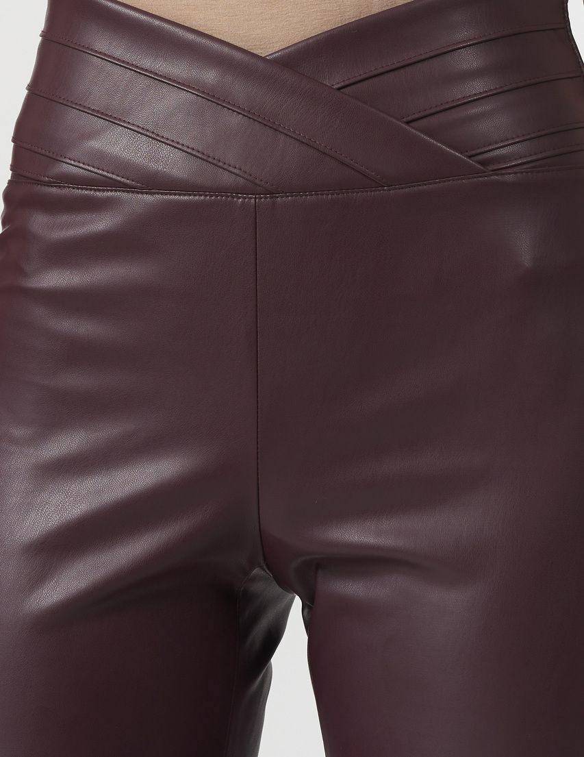 Purple Polyurethane Women Legging