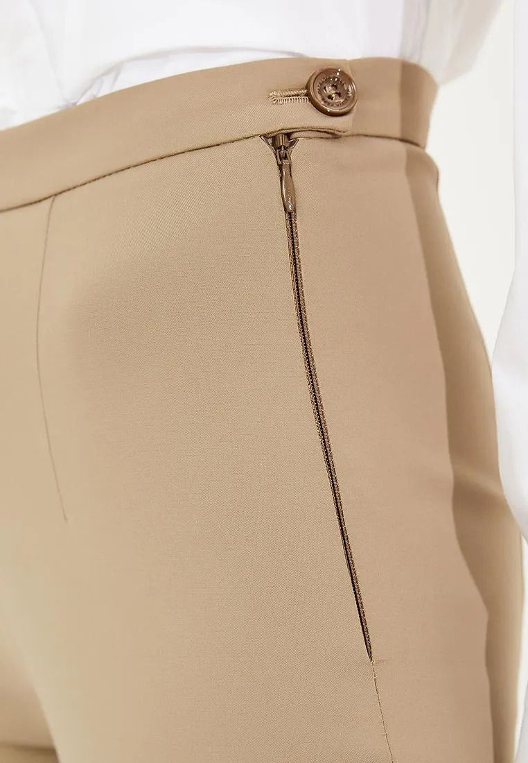 Brown Cotton Women Trouser