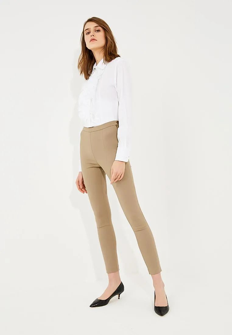 Brown Cotton Women Trouser