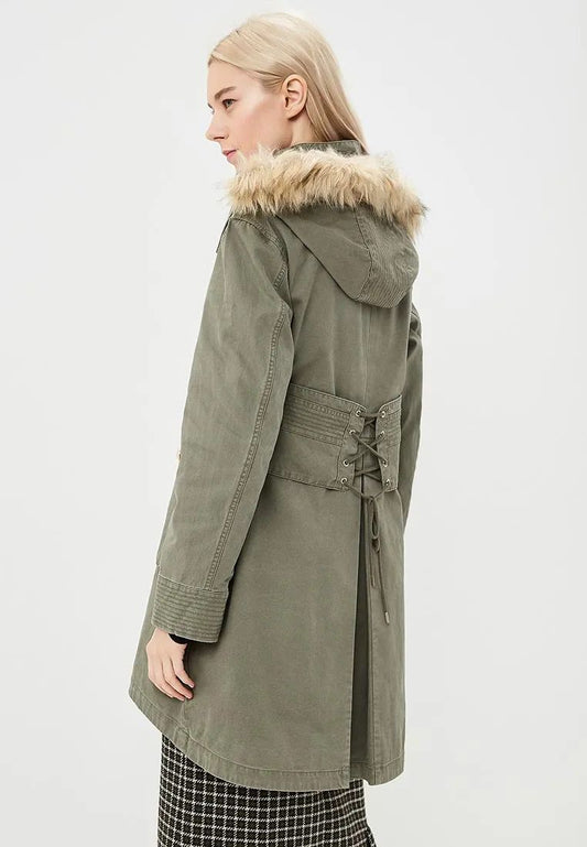 Green Cotton Women Jacket