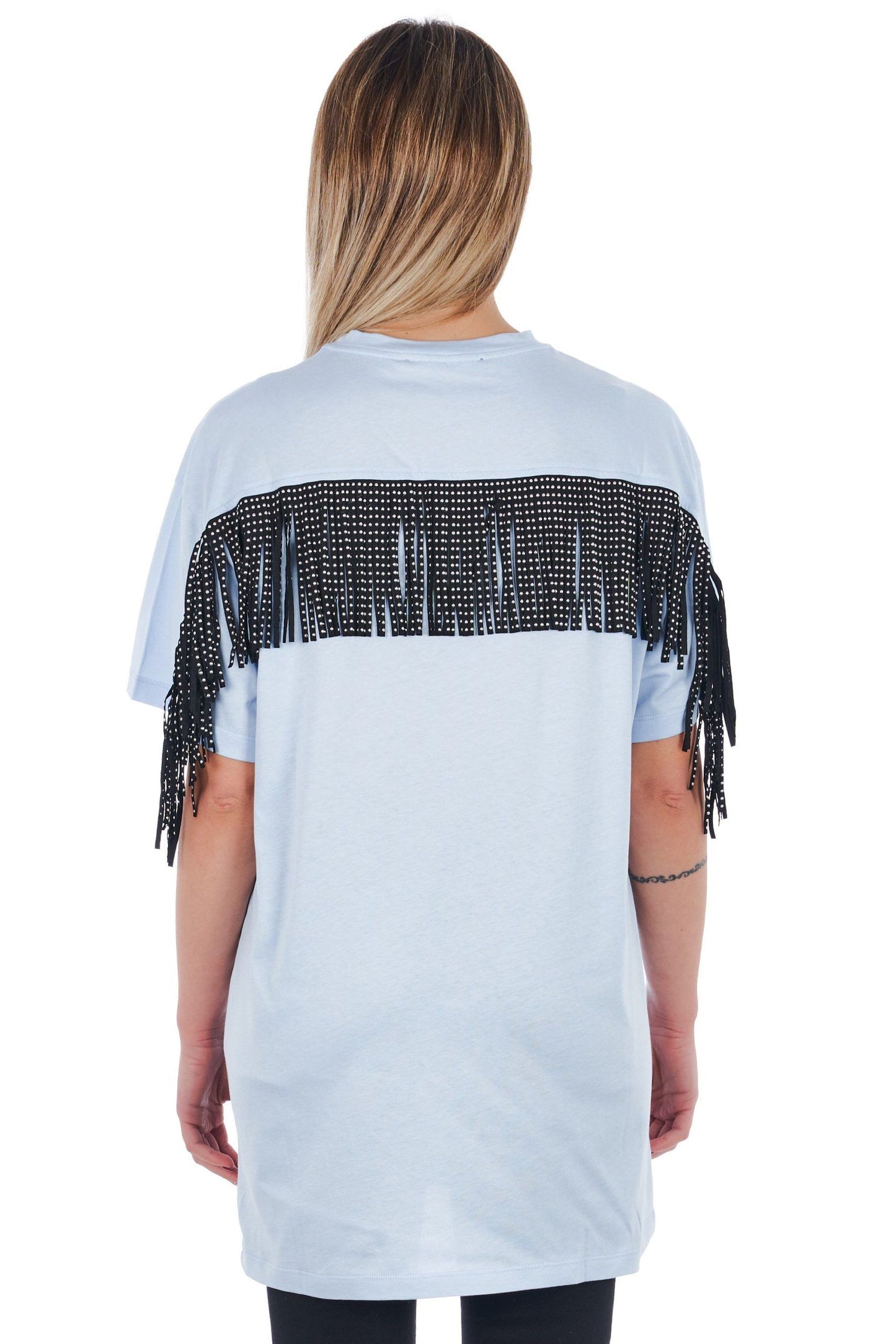 Light Blue Cotton Women T-Shirt