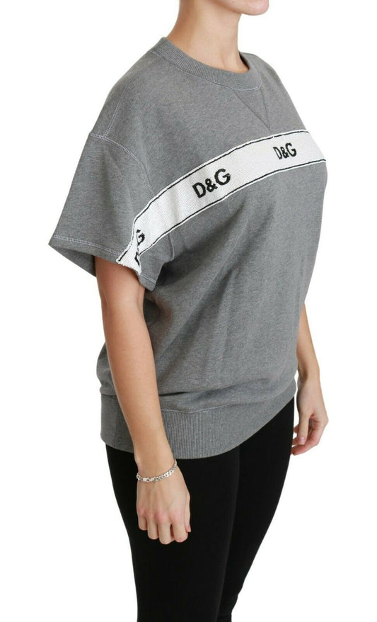 Sequined Logo Cotton Sweater in Gray