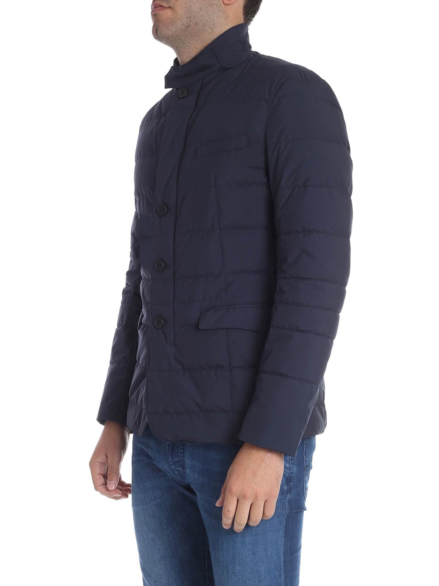Blue Polyester Men Jacket