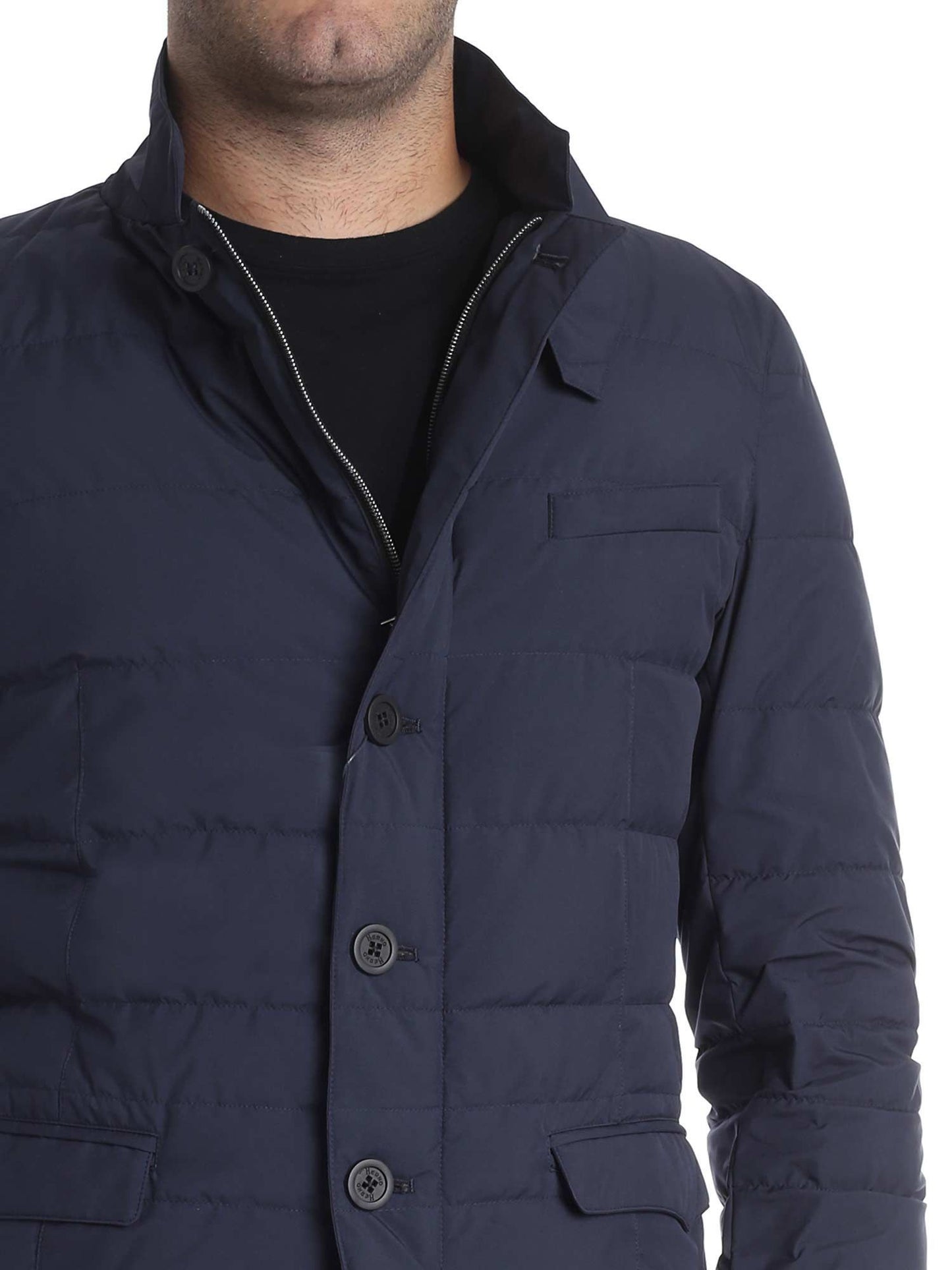 Blue Polyester Men Jacket