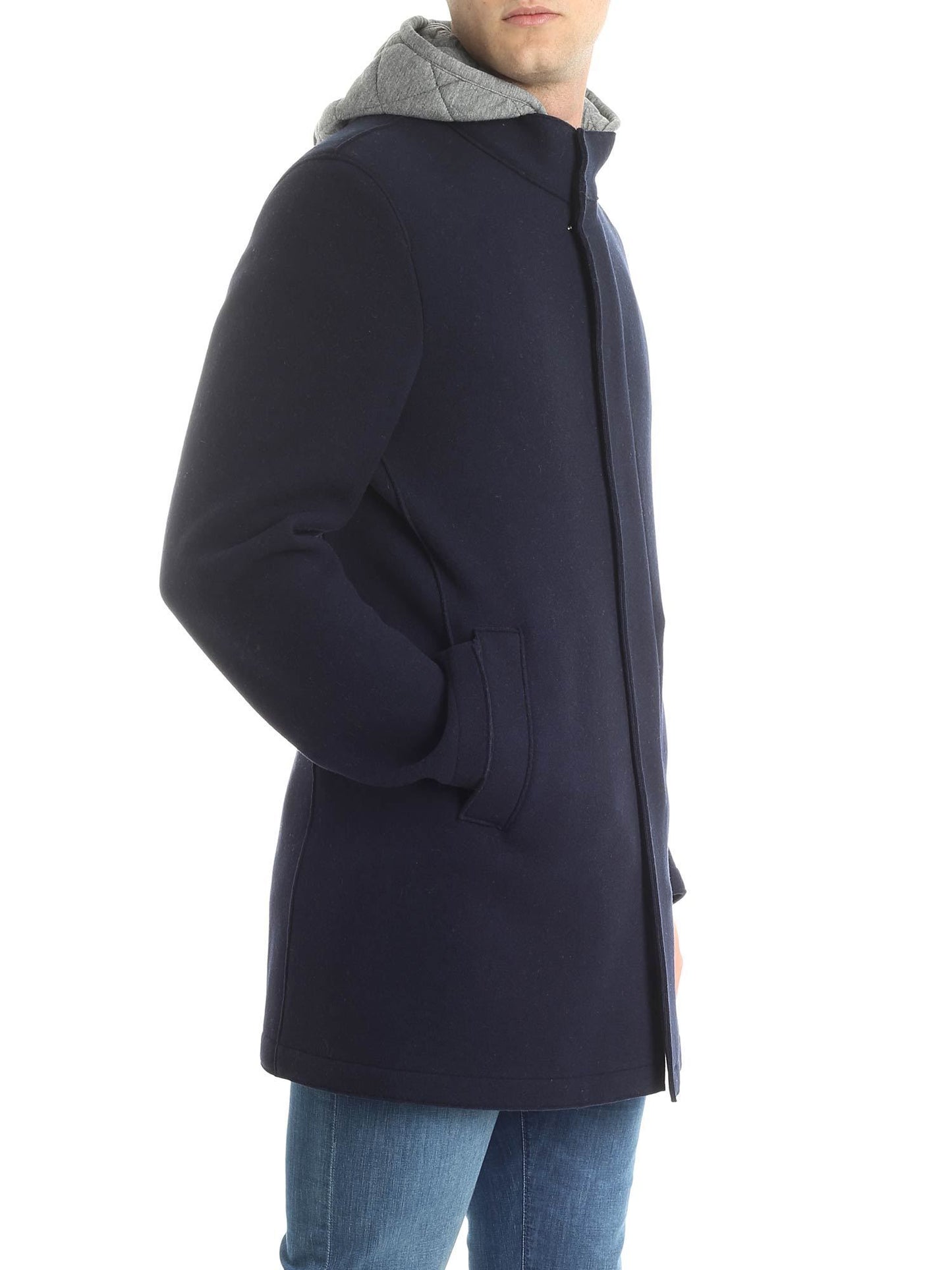Blue Virgin Wool Men Jacket