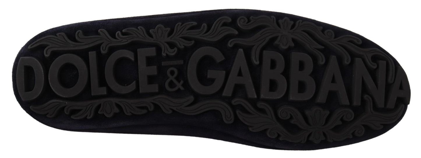 Crystal Crown Embellished Suede Loafers