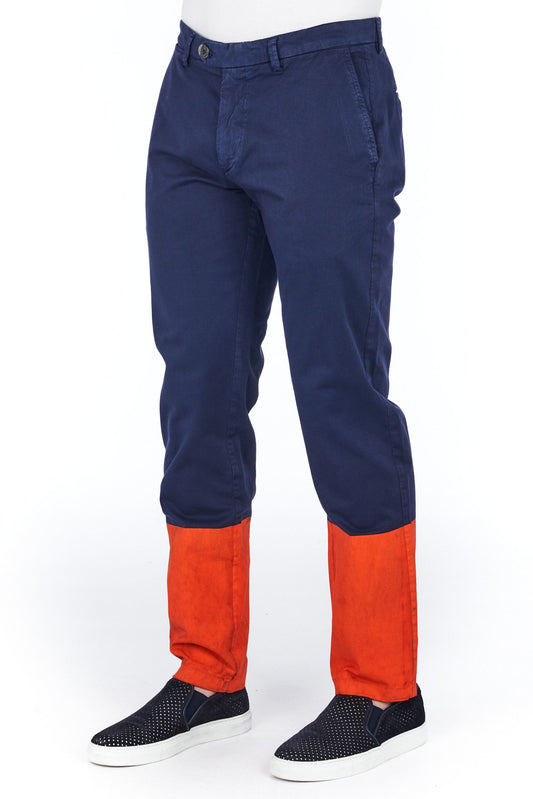 Blue Cotton Men Trouser