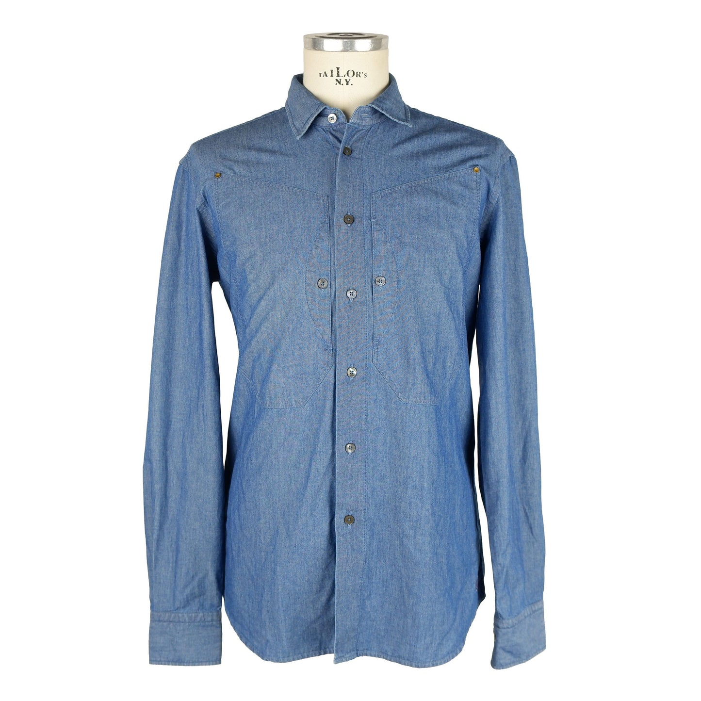 Blue Cotton Men Shirt