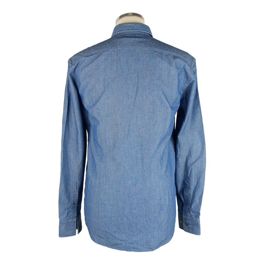 Blue Cotton Men Shirt