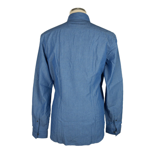Blue Cotton Men Shirt