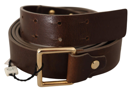 Elegant Leather Fashion Belt with Gold Buckle