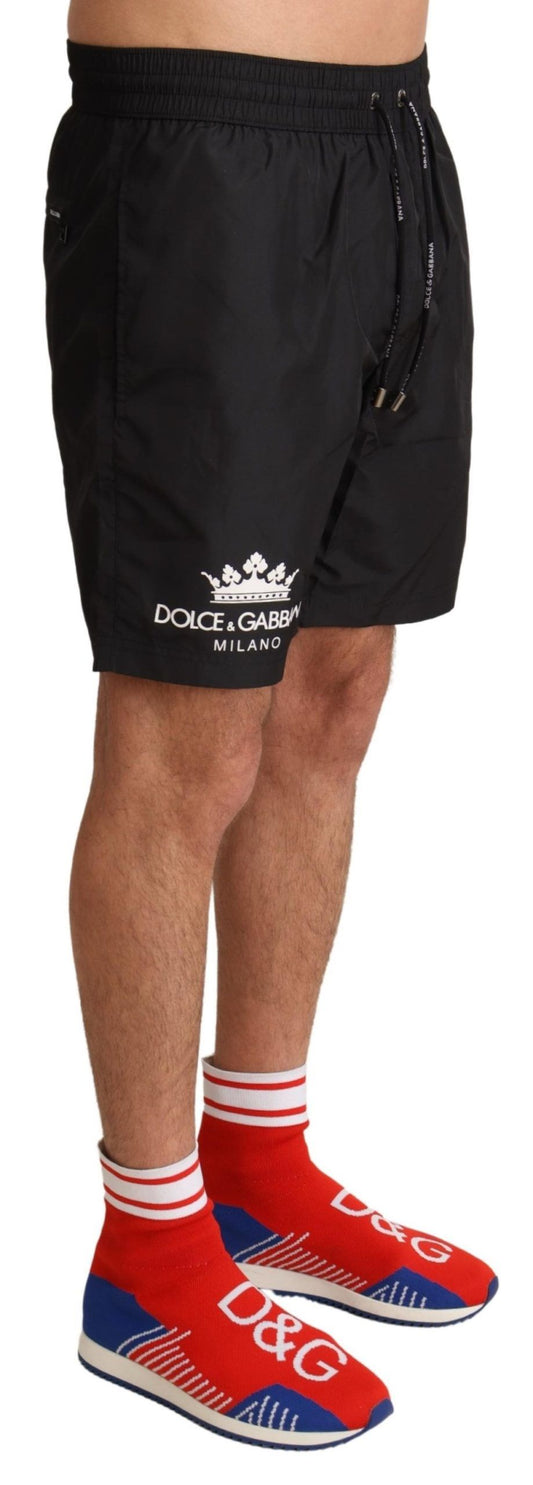 Elegant Crown Motive Swim Trunks