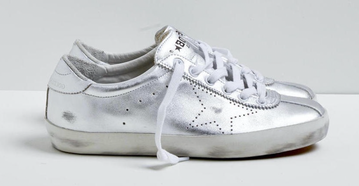Silver Leather Women Sneaker