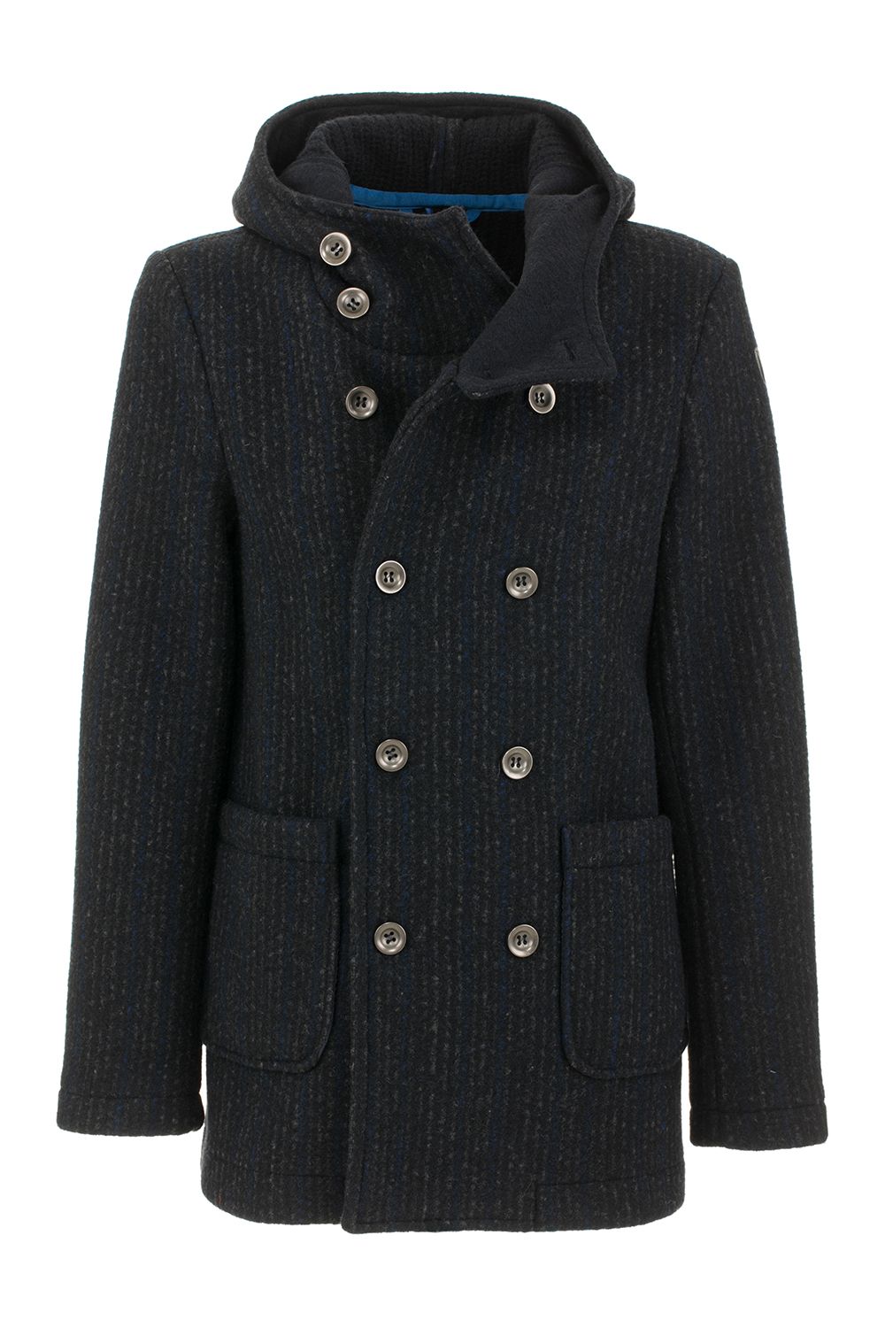 Blue Polyester Men Jacket