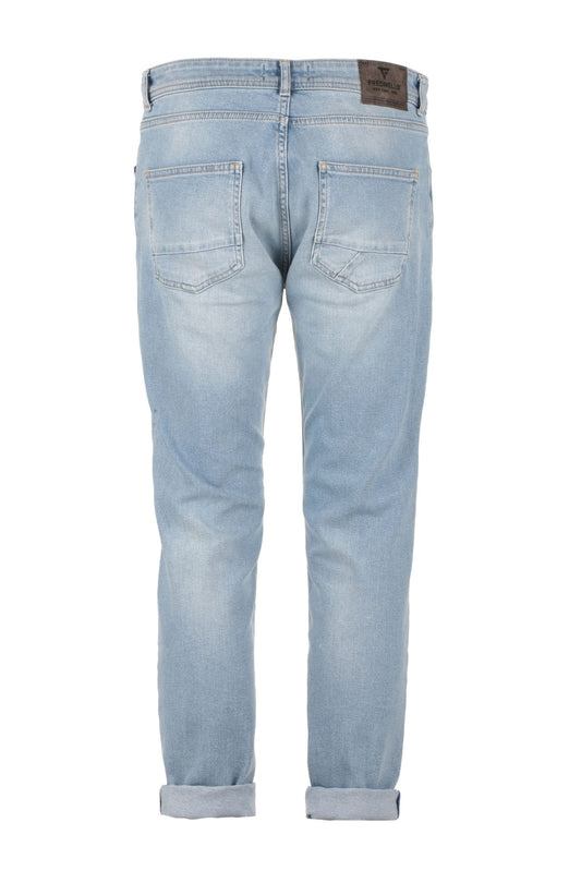 Faded Blue Cotton Stretch Jeans for Men