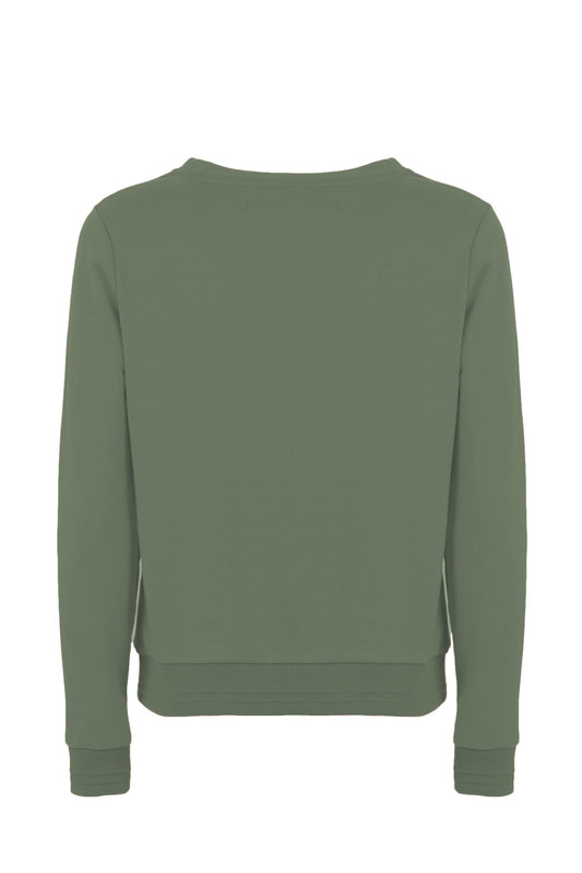 Chic Green Cotton Blend Sweatshirt with Brass Logo