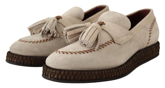 Elegant Cream Suede Espadrille Sneakers