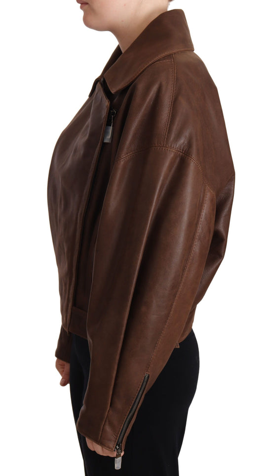 Chic Brown Leather Biker Jacket