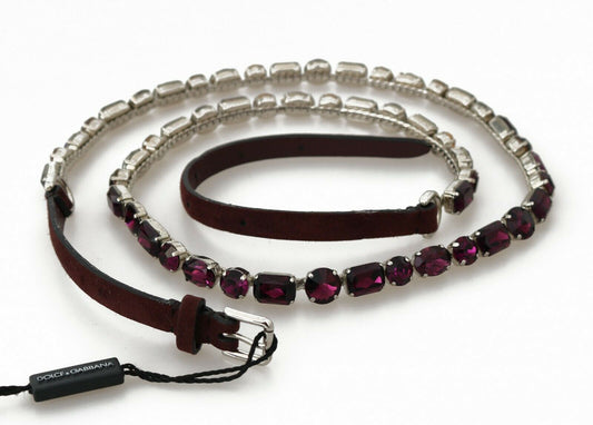 Elegant Leather Crystal-Embellished Belt