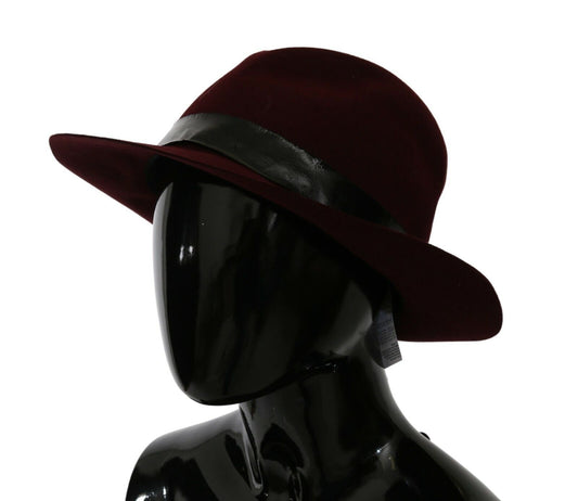 Elegant Maroon Wide-Brim Hat