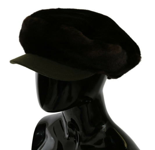 Elegant Cashmere Newsboy Cap in Brown