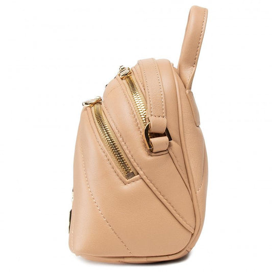 Beige Leather Women Crossbody Bag