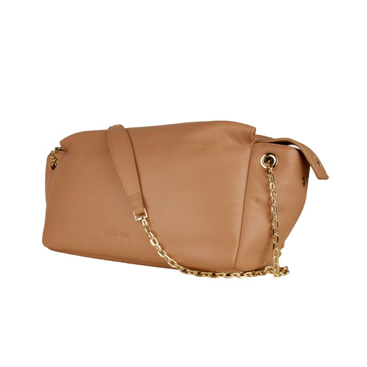 Beige Calfskin Women Crossbody Bag