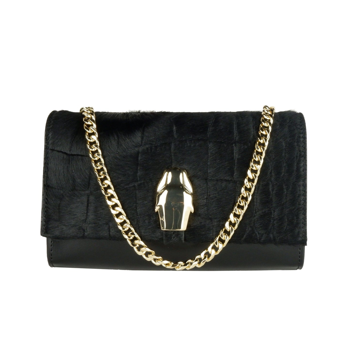 Black Calfskin Women Crossbody Bag