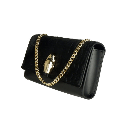 Black Calfskin Women Crossbody Bag