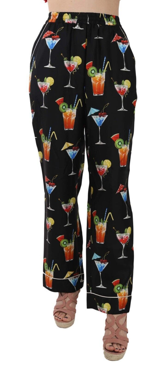 Elegant Cocktail Printed Silk Lounge Pants