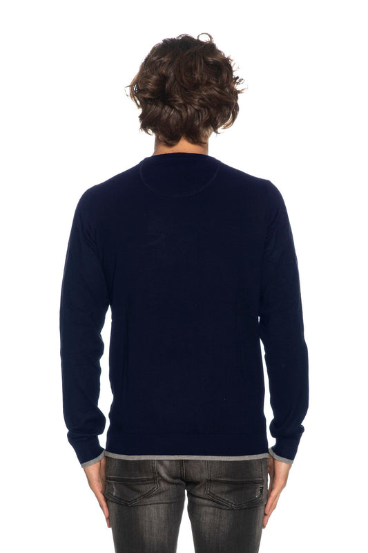 Blue Viscose Men Sweater