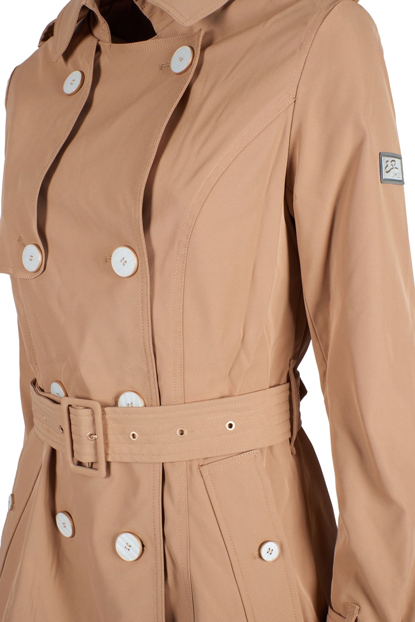 Beige Polyester Women Coat