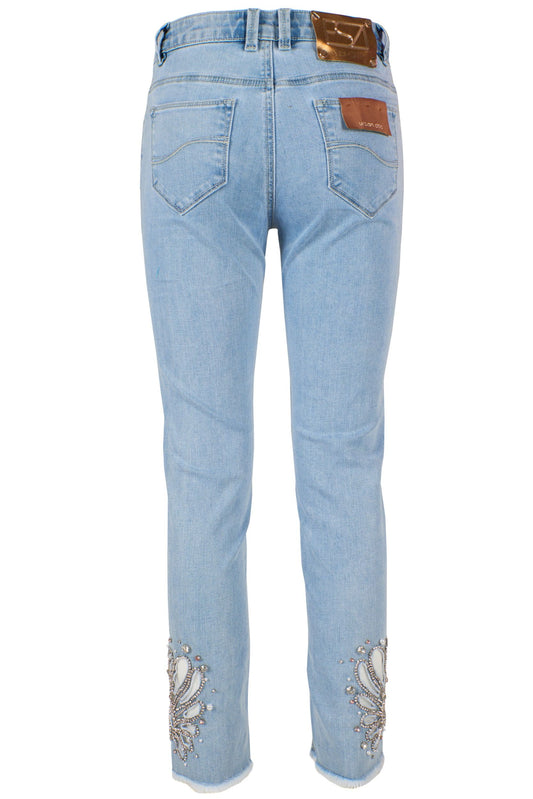 Chic Light Blue Denim with Shimmer Detail