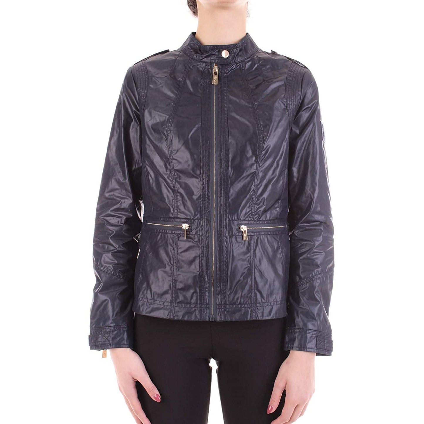 Blue Polyester Women Jacket