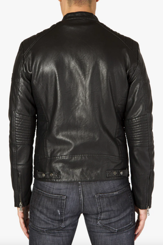 Black Faux Leather Men's Jacket