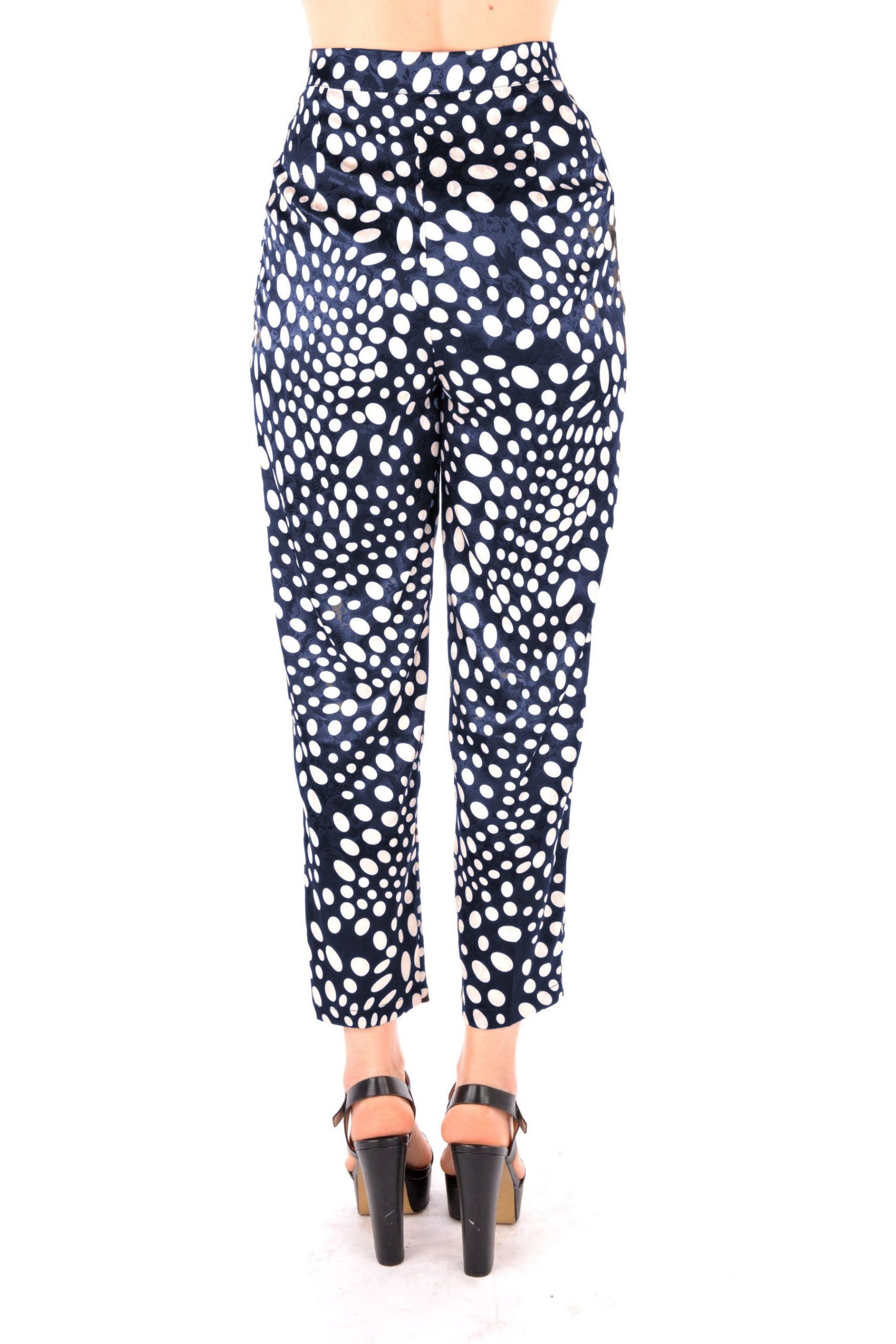 Blue Polyester Women's High-Waisted Trouser