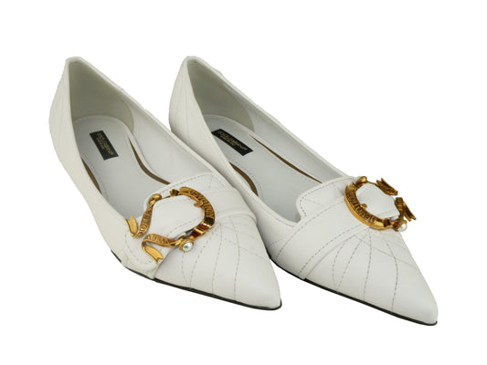 White Leather Women Ballerina Shoe