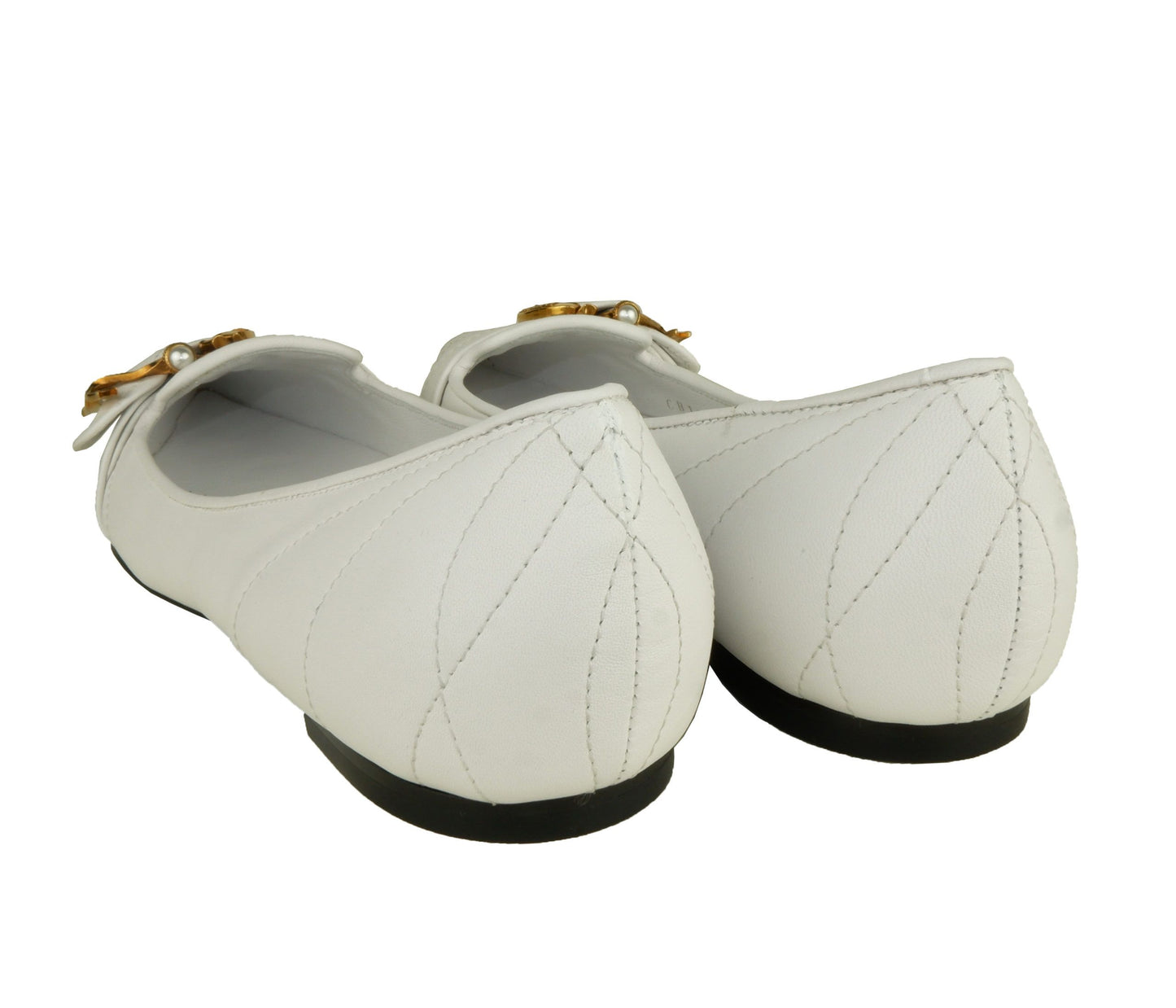 White Leather Women Ballerina Shoe