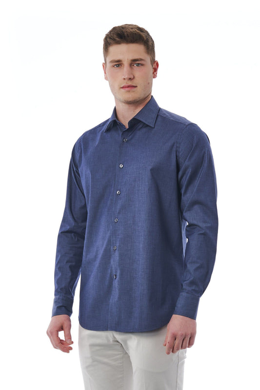 Blue Cotton Men Shirt