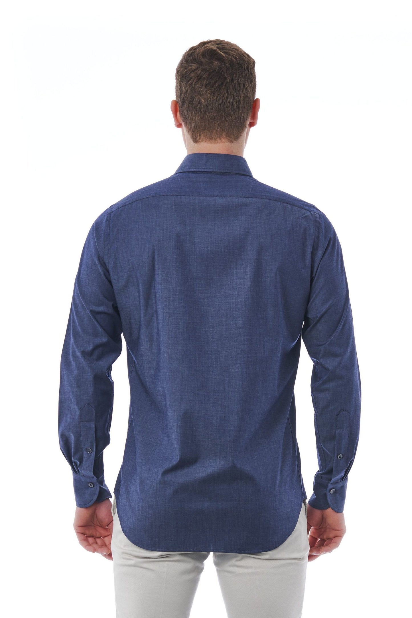 Blue Cotton Men Shirt