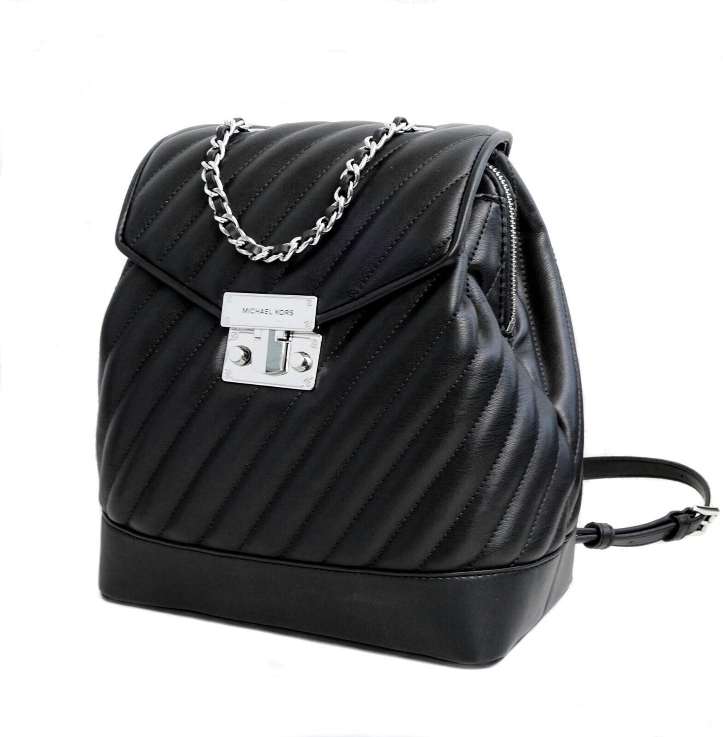 Black Faux Leather Women Backpack