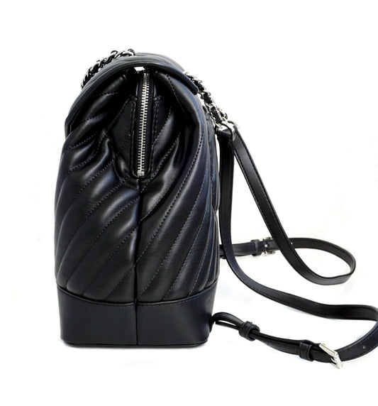 Black Faux Leather Women Backpack