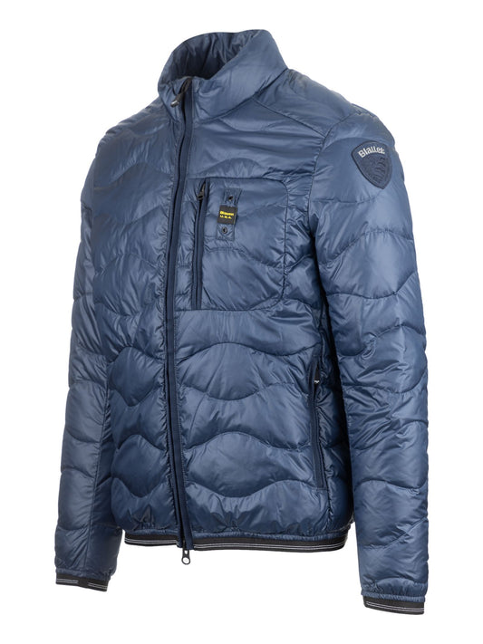 Blue Nylon Men Jacket