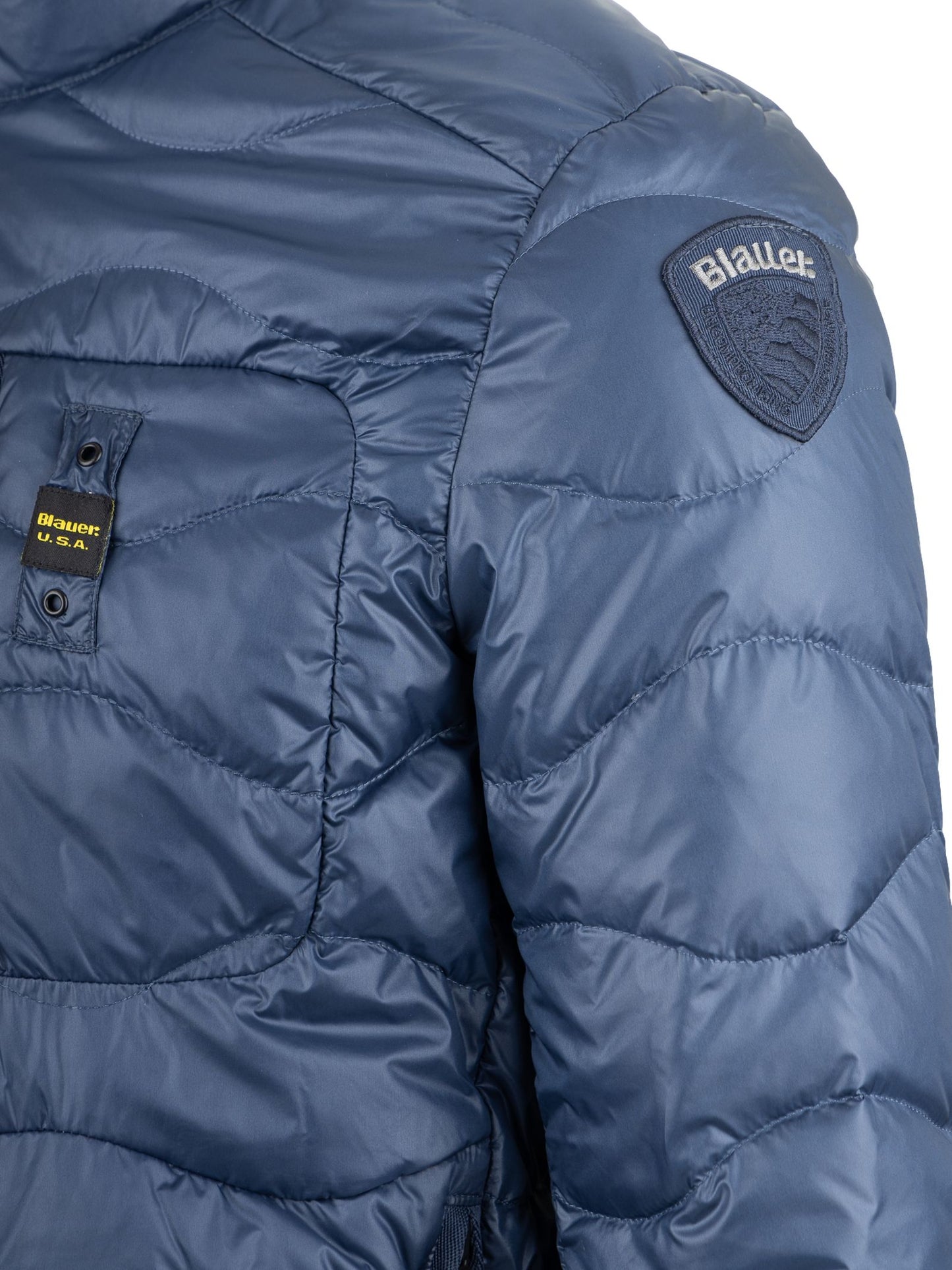 Blue Nylon Men Jacket
