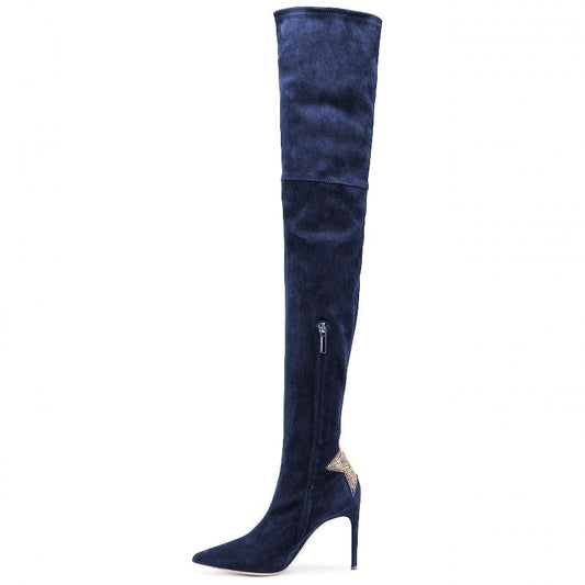 Blue Calfskin Women Boot