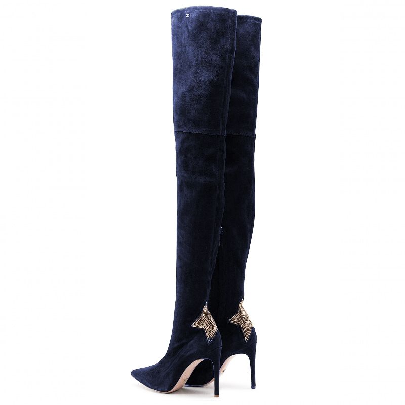 Blue Calfskin Women Boot
